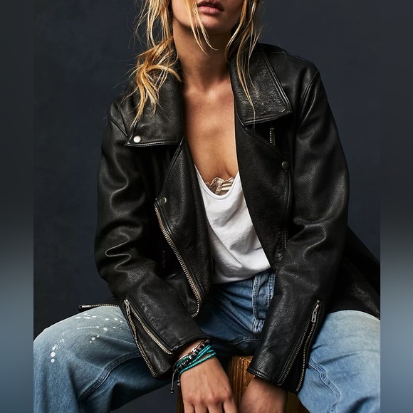 Free People leather moto jacket - Picture 2 of 3